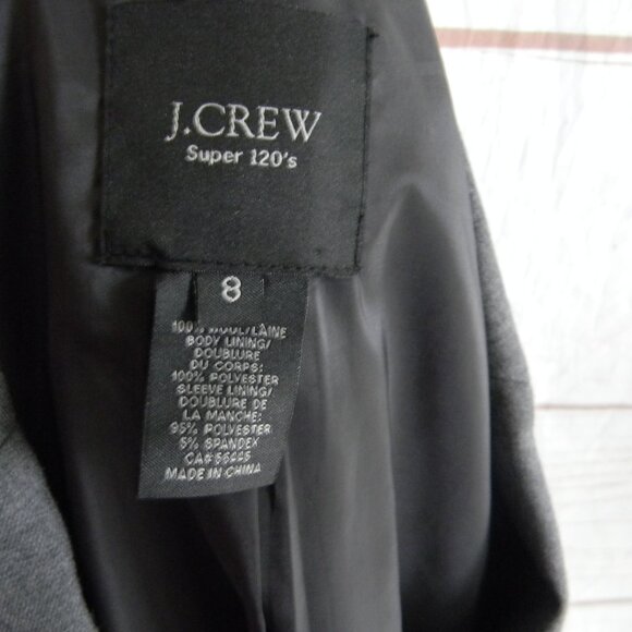 J. Crew Super 120s WM'S 100% WOOL Two-Button Blazer Jacket Size 8 Gray FITTED - Picture 4 of 4